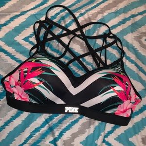 Pink push up sports bra